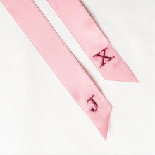 Pink personalised hair ribbon with monogrammed embroidered initials