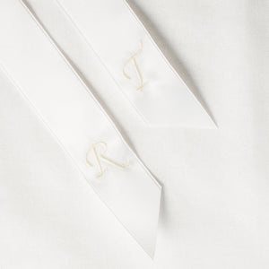 White personalised hair ribbon monogrammed with embroidered initials